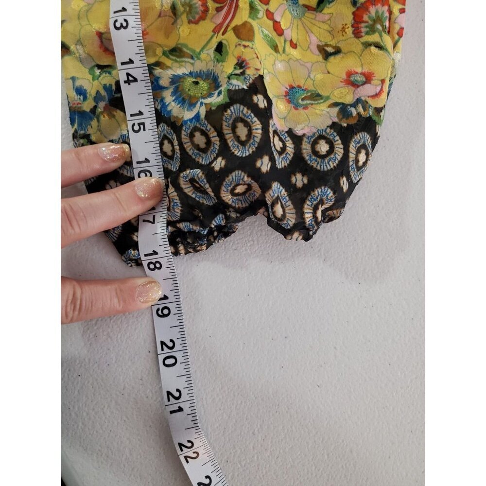Anthropologie Figueroa & Flower Blouse Top 2XL Boho Tunic Button Up Sheer Floral - Picture 12 of 16
